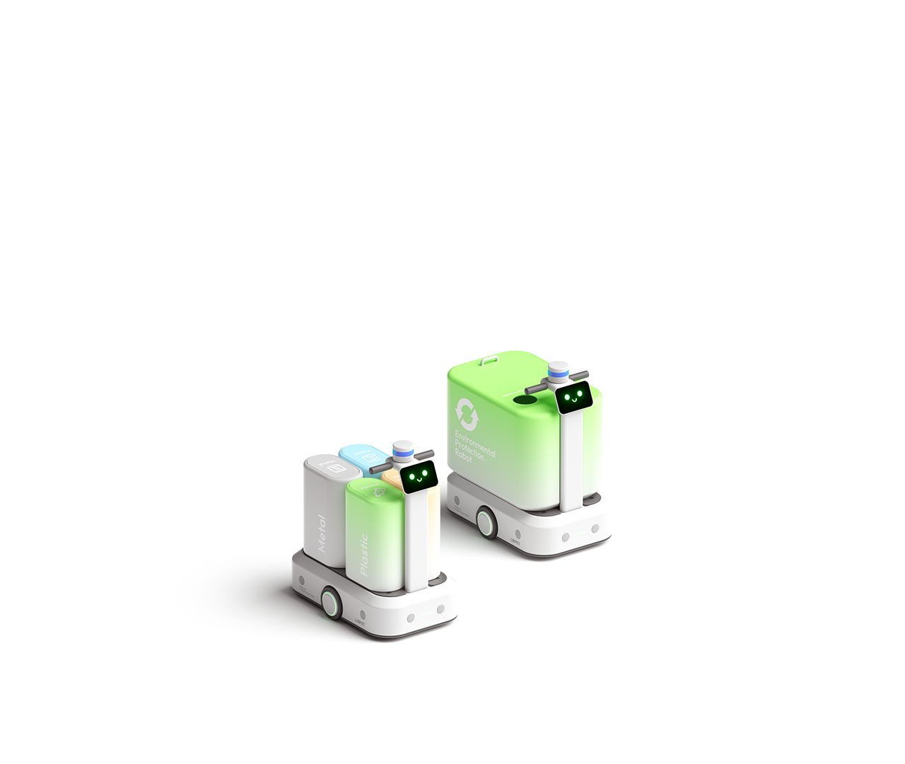 Two modular environmental protection robots for waste sorting